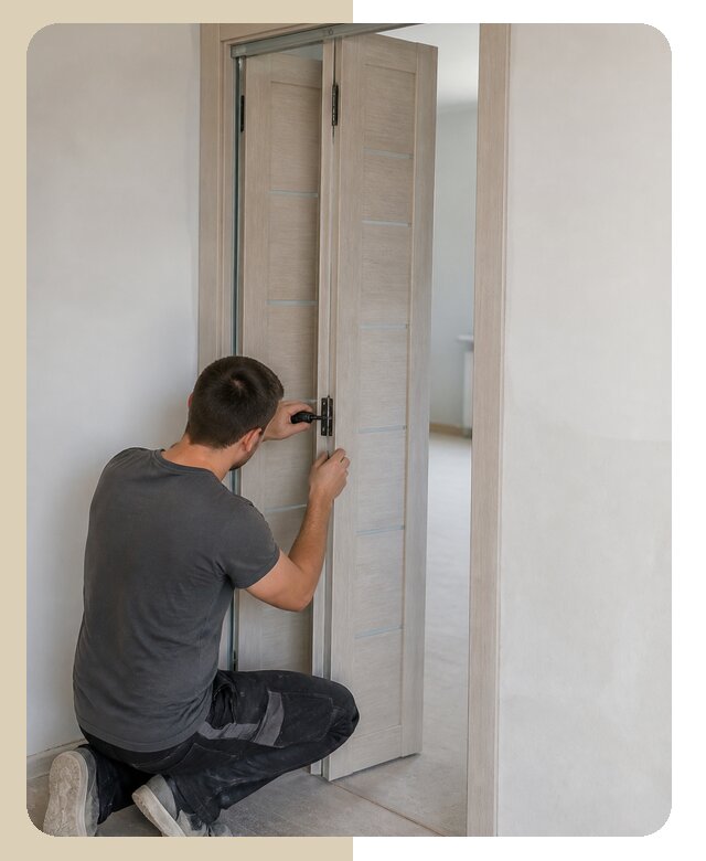 Профессиональная установка двери книжки под ключ в Чехове